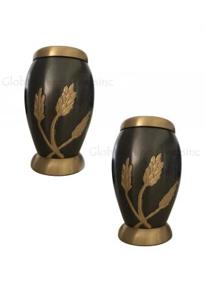 Pack of Two Flat Top Monarch Wheat Keepsake Urns for Memorial Ashes